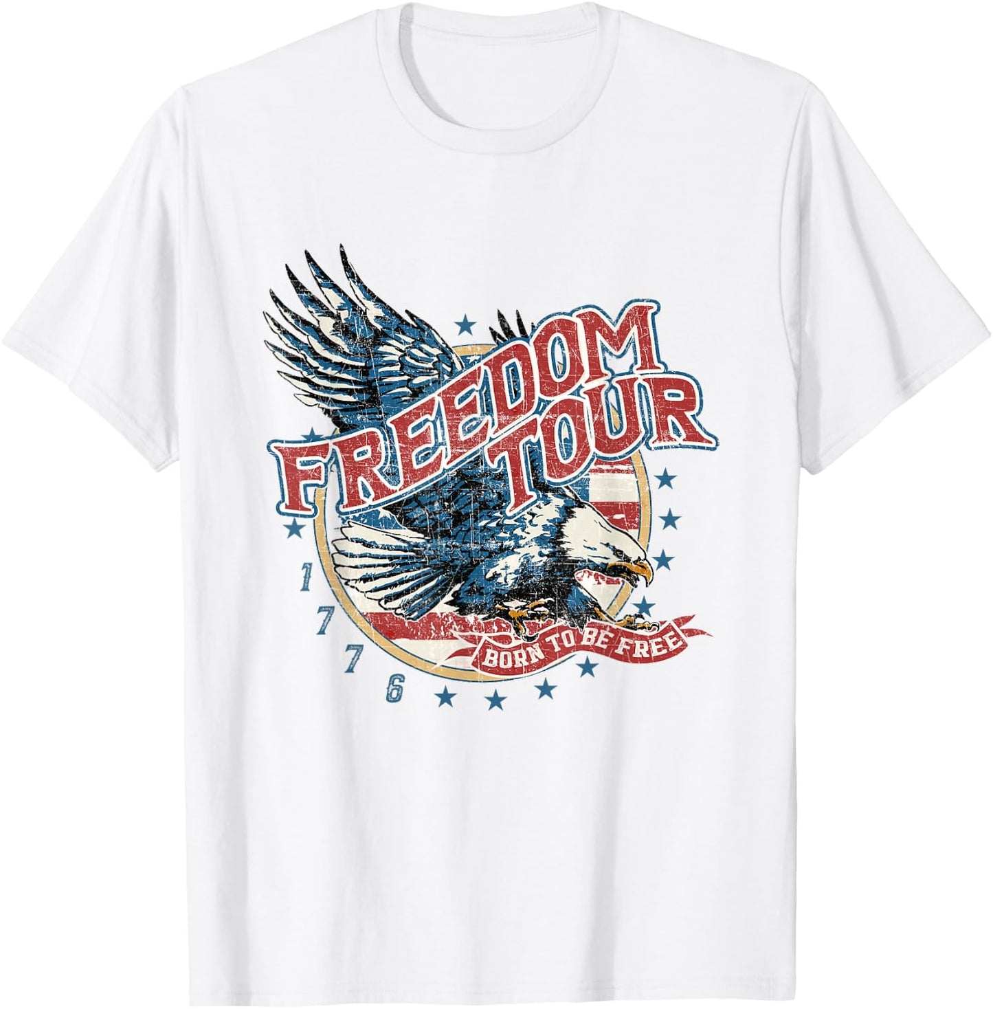 Retro Freedom Funny Tour Since 1776 4th Of July Eagle Men T-Shirt - T-Shirt | White