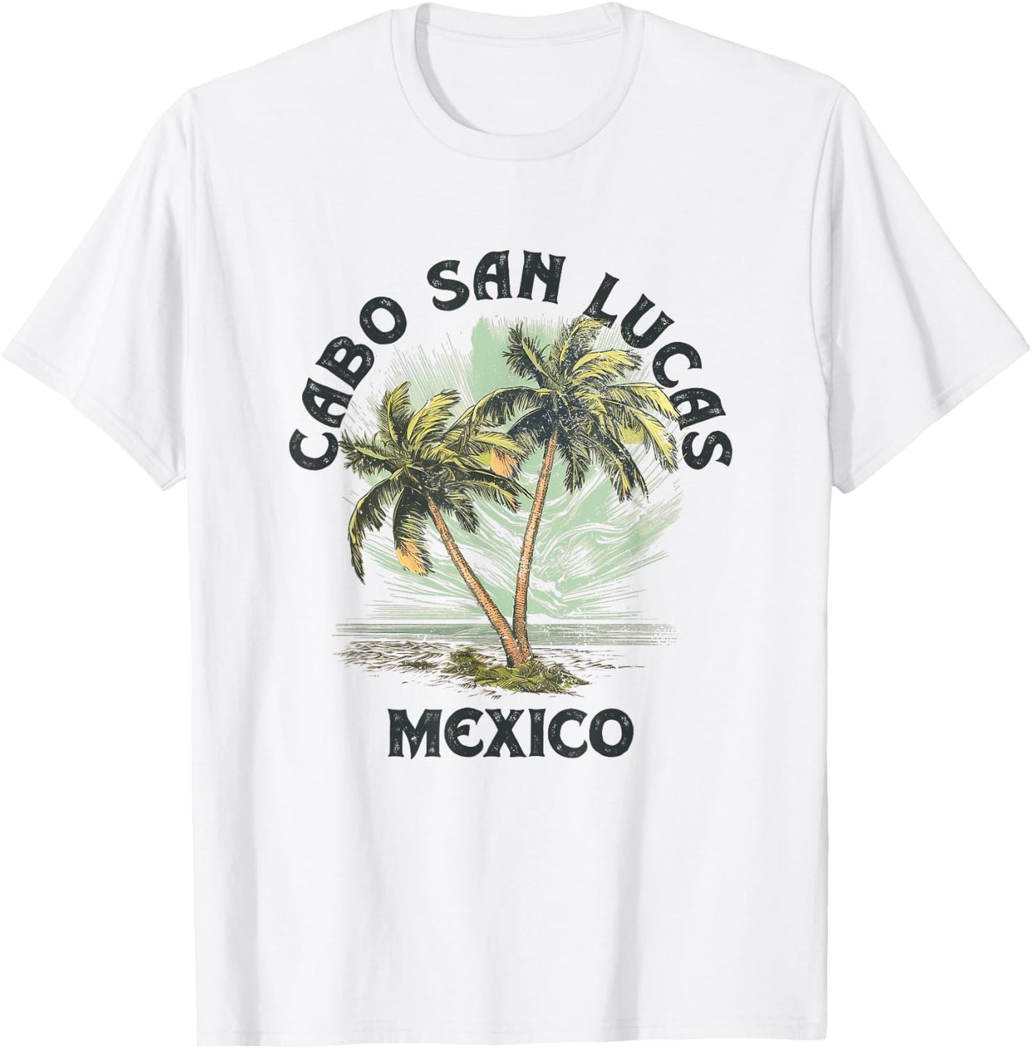 Cabo San Lucas Mexico Palms Vintage Beach T-Shirt - T-Shirt | White
