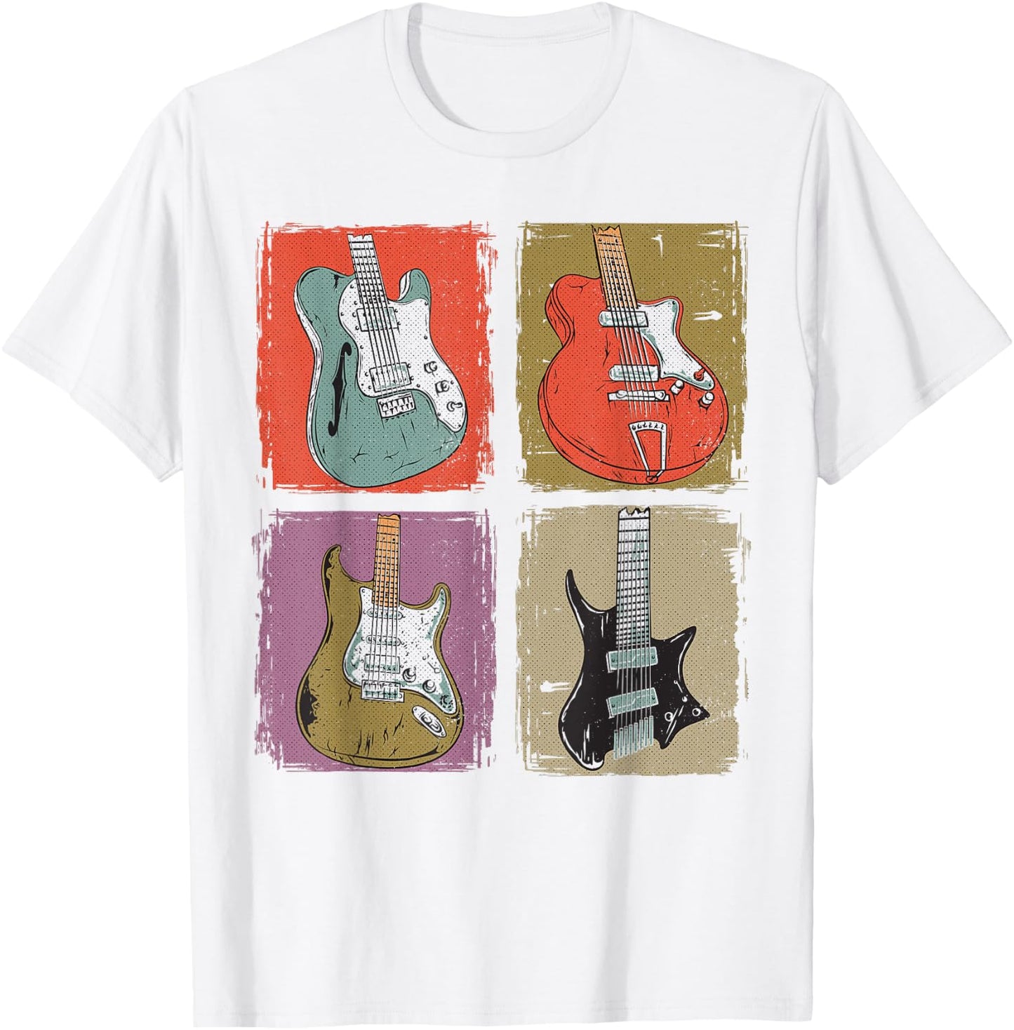 Electric Guitar Collection Band Guitarist Vintage Music T-Shirt - T-Shirt | White