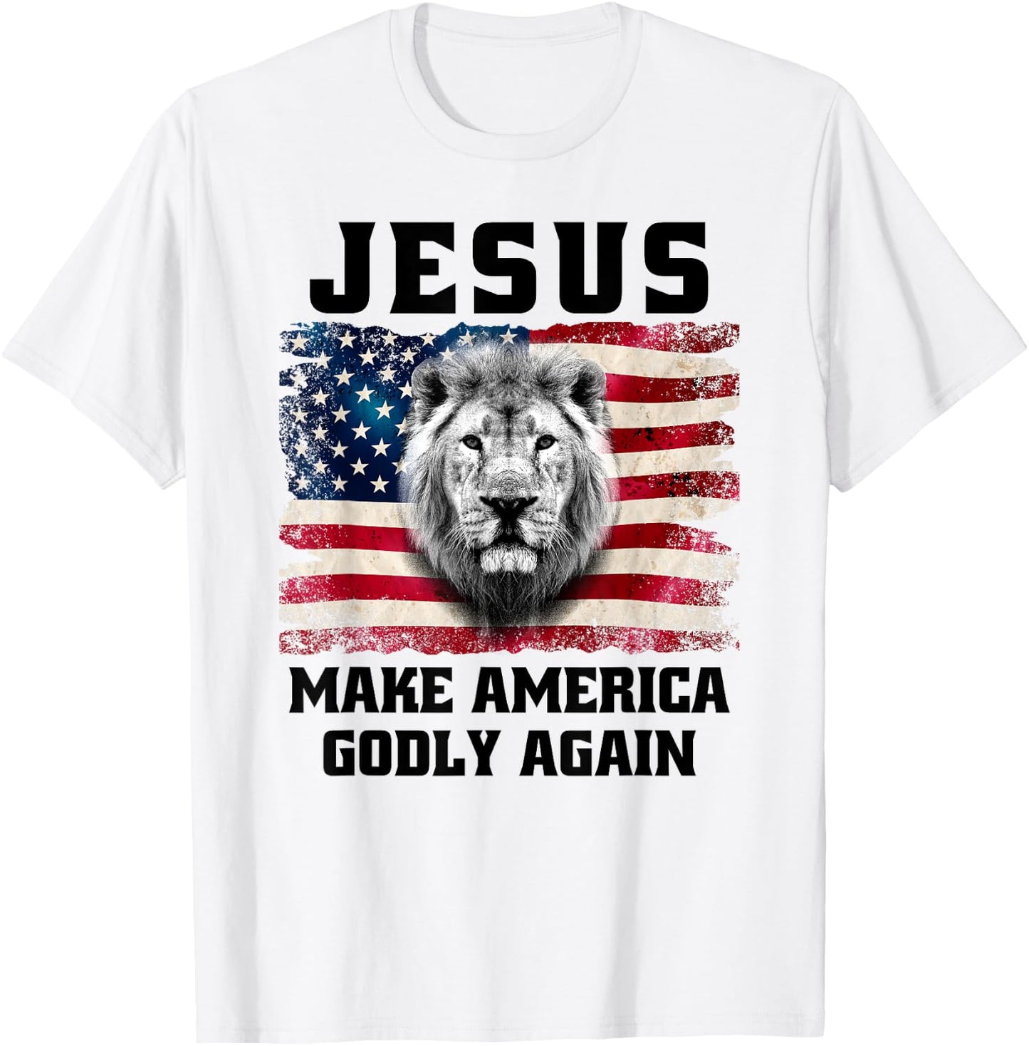Christian Faith Jesus Make America Godly Again USA Flag T-Shirt - T-Shirt | White
