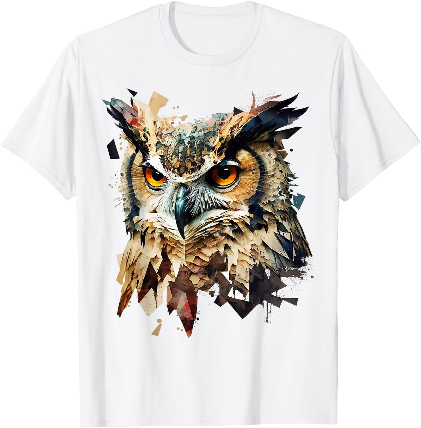 Art abstract owl bird animals T-Shirt - T-Shirt | White