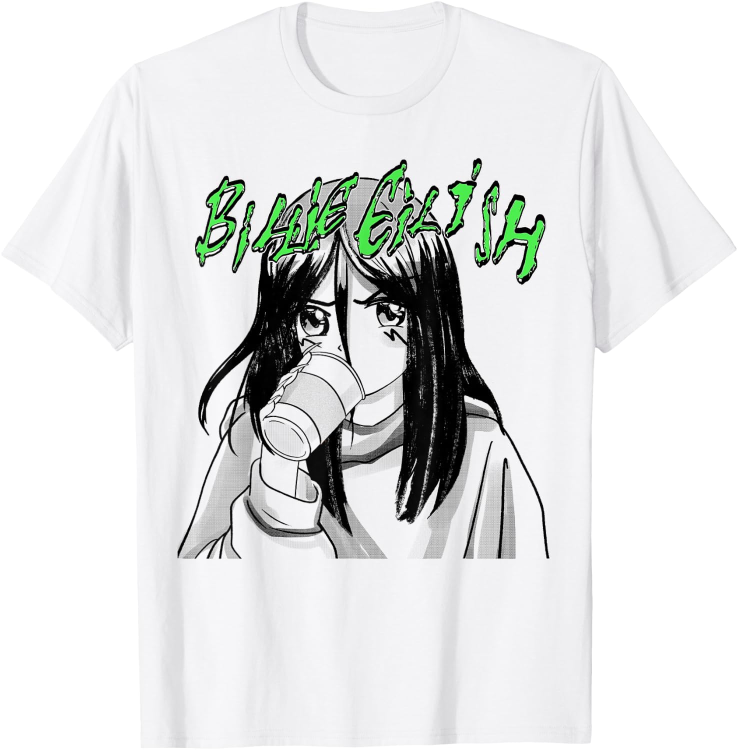 Official Billie Eilish Coffee Animated Small T-Shirt - T-Shirt | White