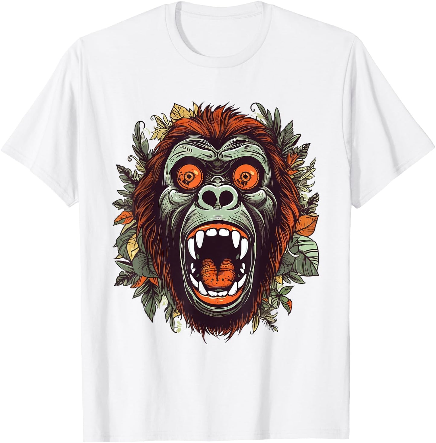 Screaming Gorilla Head Face Art Ape Wildlife Lover Artwork T-Shirt - T-Shirt | White