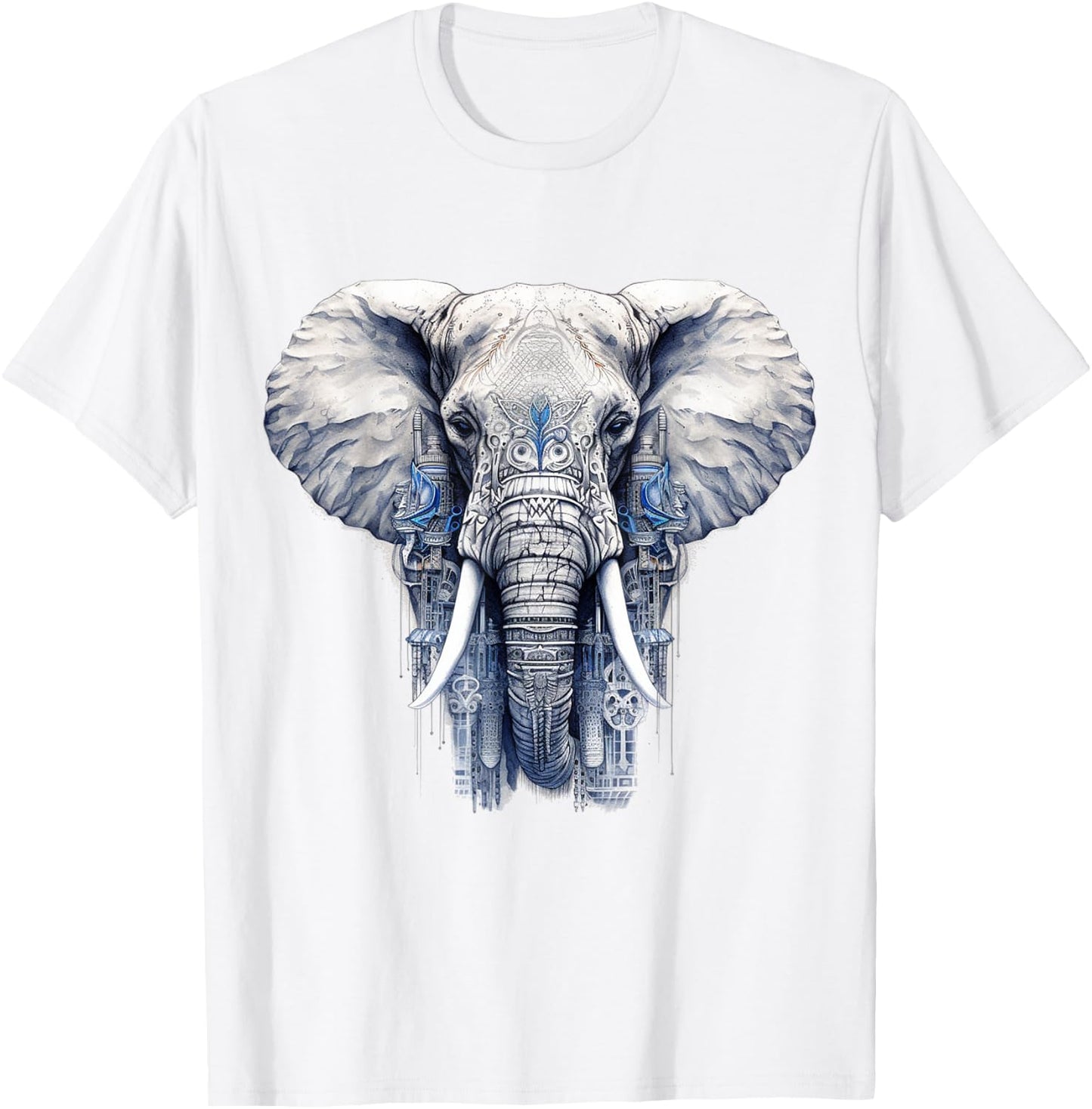 Elephant Artwork - Animal Motif Art Animal Elephant T-Shirt - T-Shirt | White