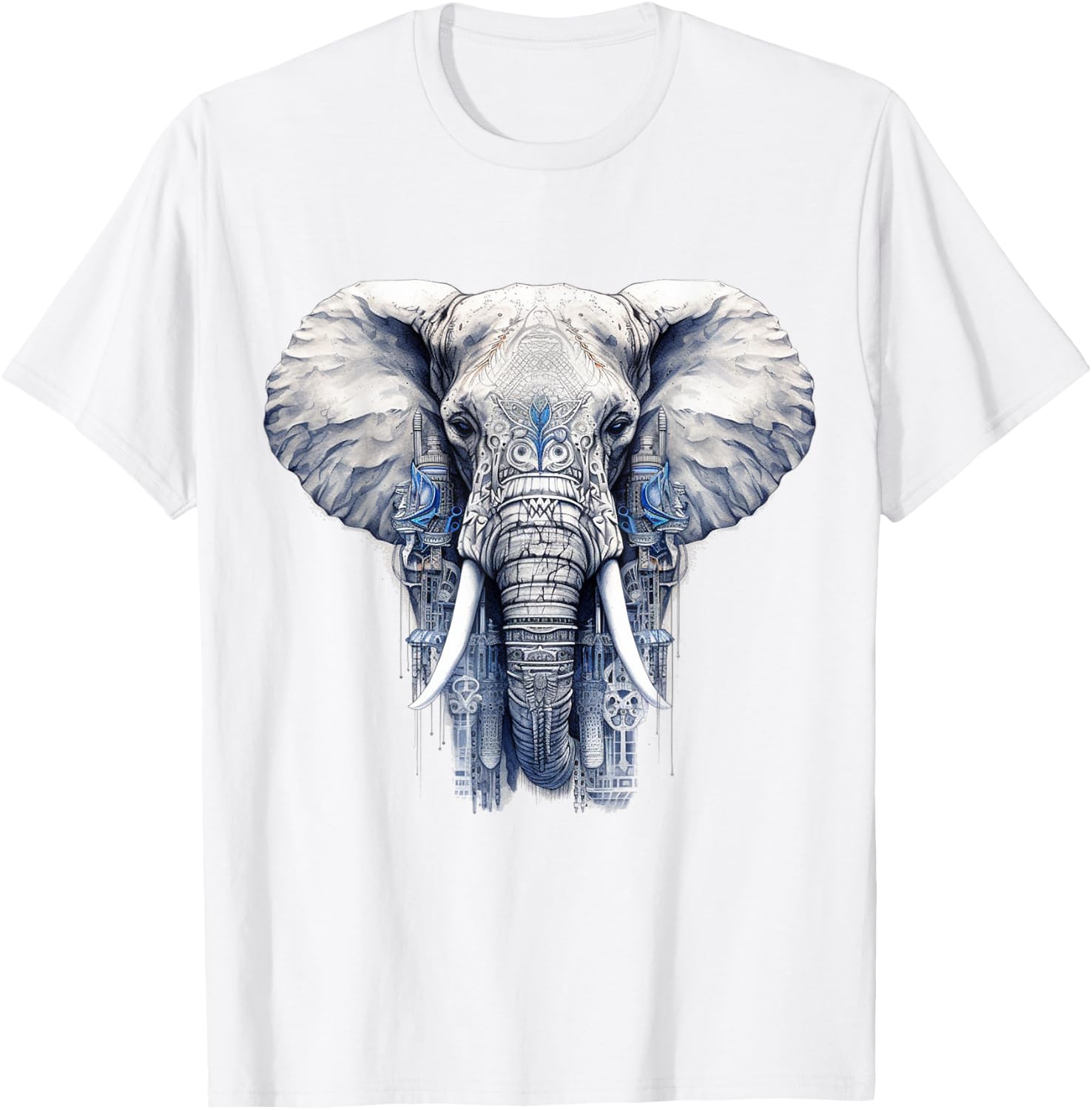 Elephant Artwork - Animal Motif Art Animal Elephant T-Shirt - T-Shirt | White