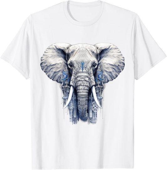 Elephant Artwork - Animal Motif Art Animal Elephant T-Shirt - T-Shirt | White