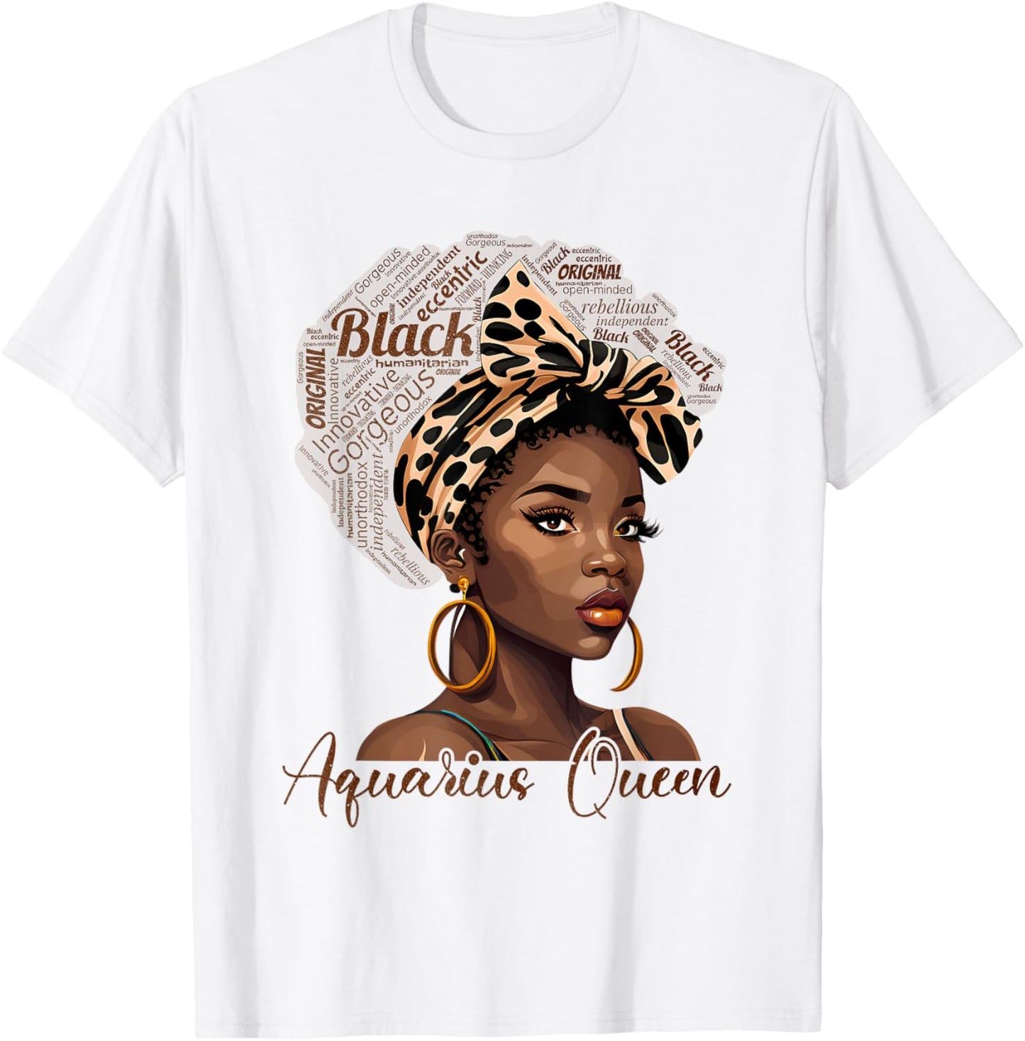 Aquarius Zodiac Black Queen Melatonin Birthday Astrology T-Shirt - T-Shirt | White