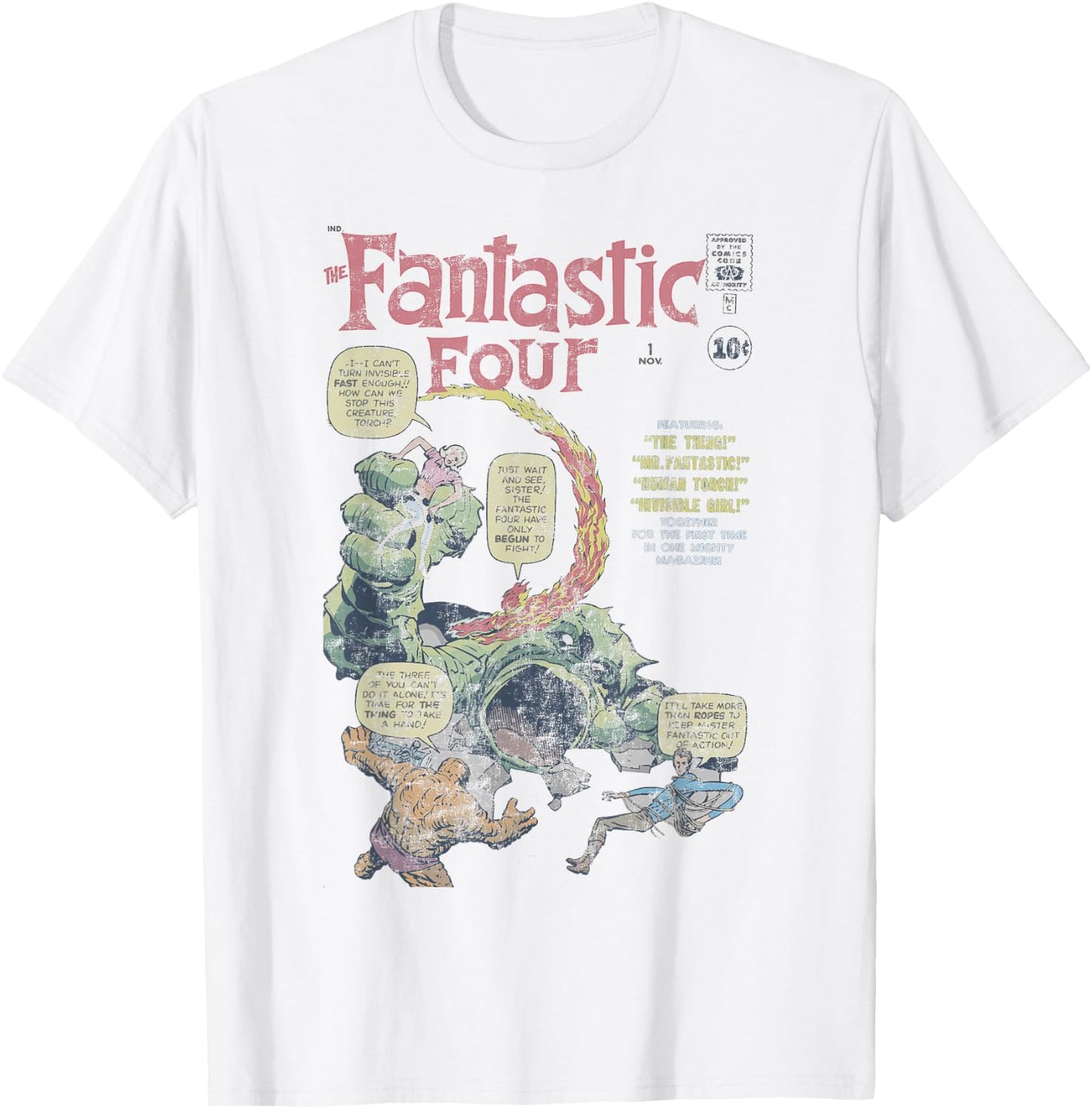 Marvel Fantastic Four First Appearance Vintage Comic Cover T-Shirt - T-Shirt | White