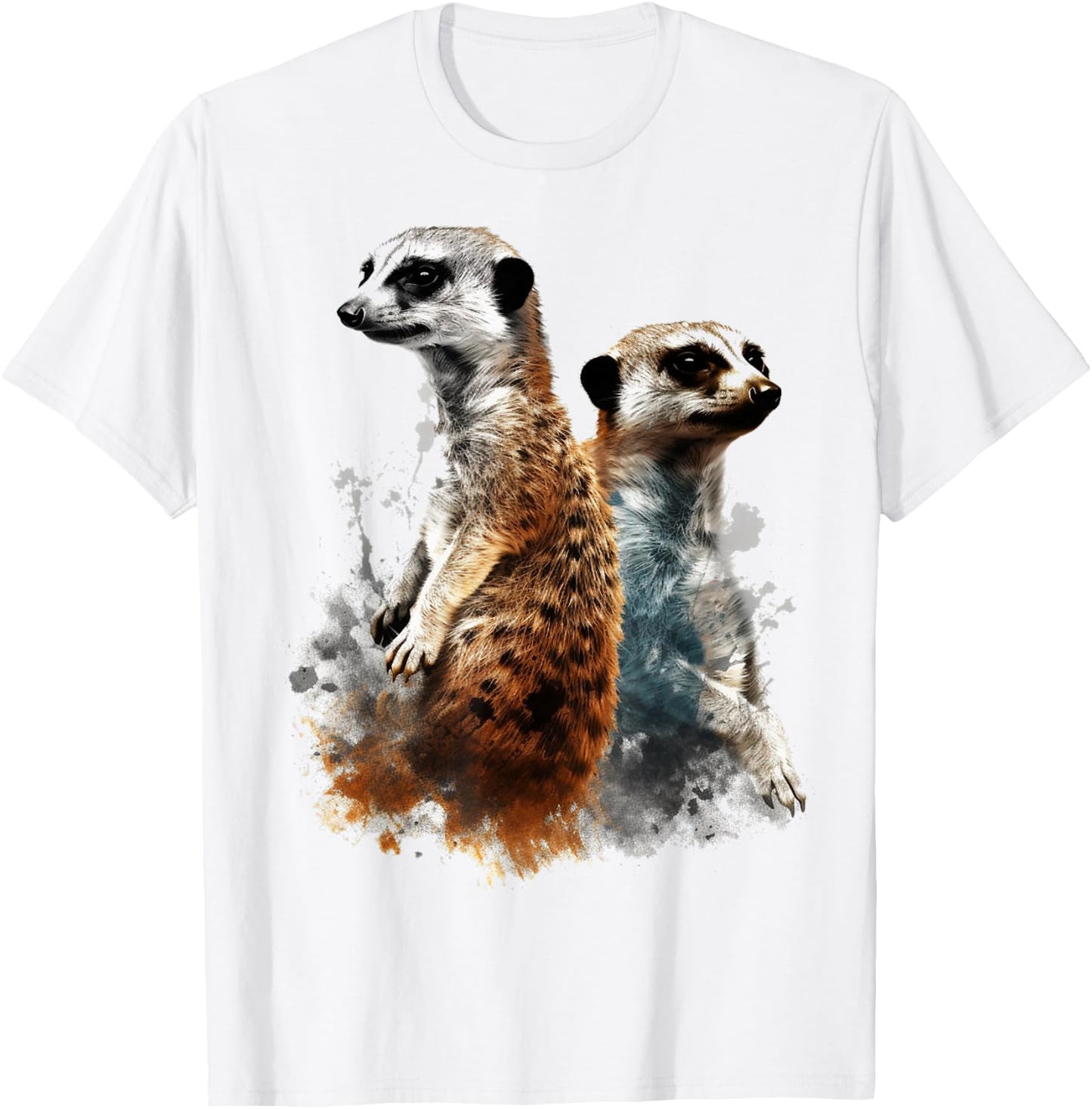 Meerkat Lover Artwork | Animal Motif Meerkat T-Shirt - T-Shirt | White