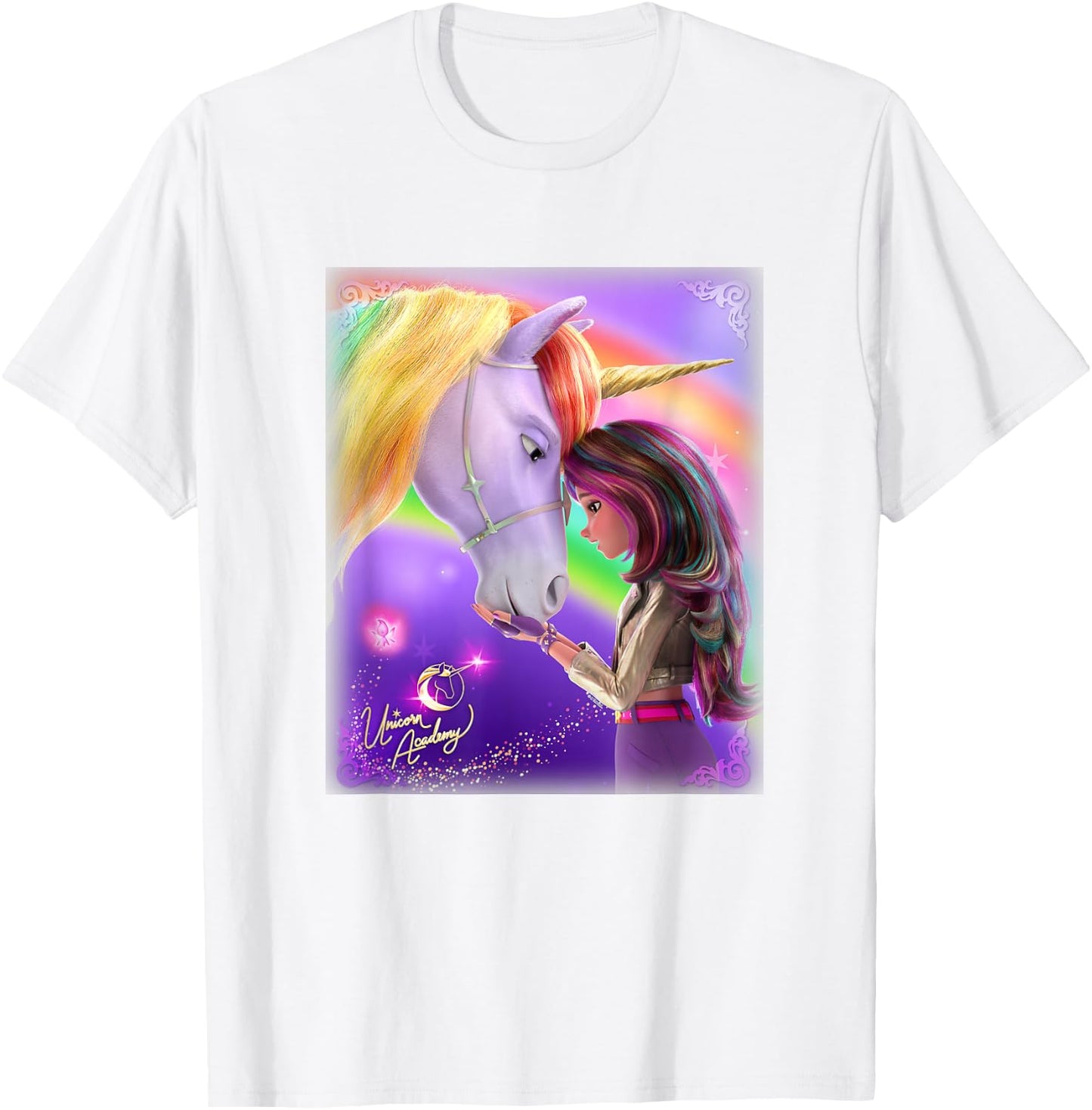 Unicorn Academy Connection Graphic Logo T-Shirt - T-Shirt | White
