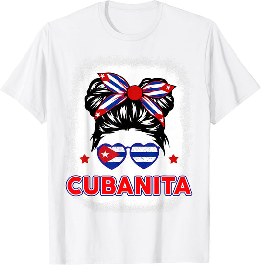 Cubanita Cuba Flag Cuban Girl Hispanic Heritage Kids Women T-Shirt - T-Shirt | White