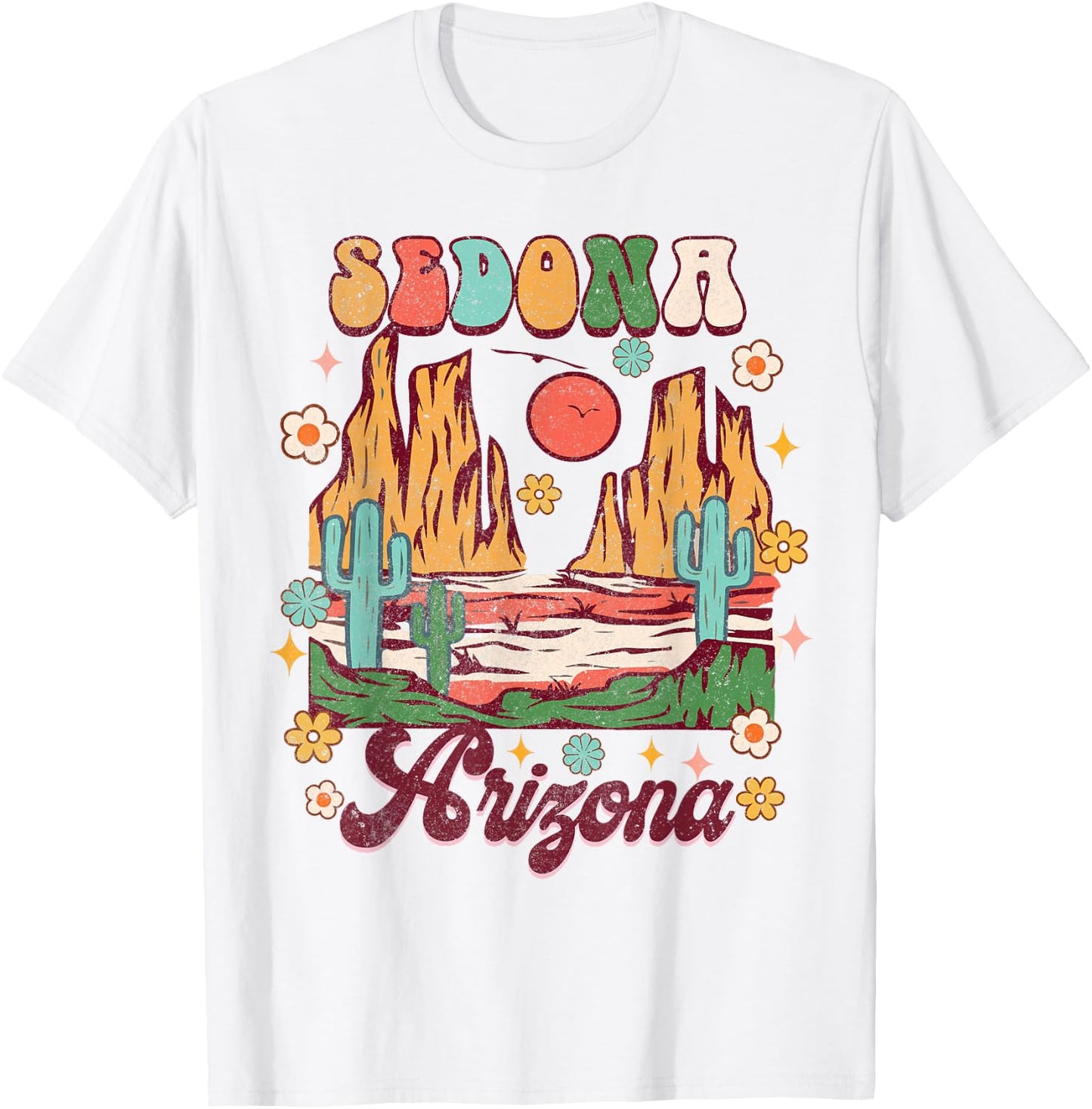 Sedona Arizona Exploring Nature Lover Bachelorette Groovy T-Shirt - T-Shirt | White