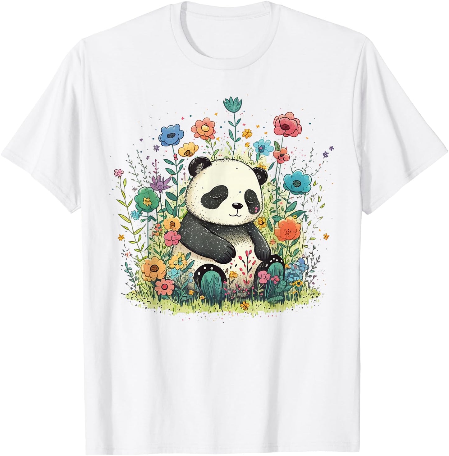 Cute Baby Panda on Panda Children and Panda Kids T-Shirt - T-Shirt | White