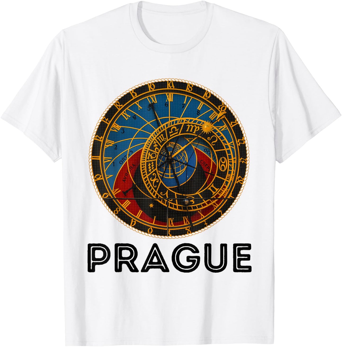 Prague Czech Republic Souvenir Astronomical Clock Prague T-Shirt - T-Shirt | White