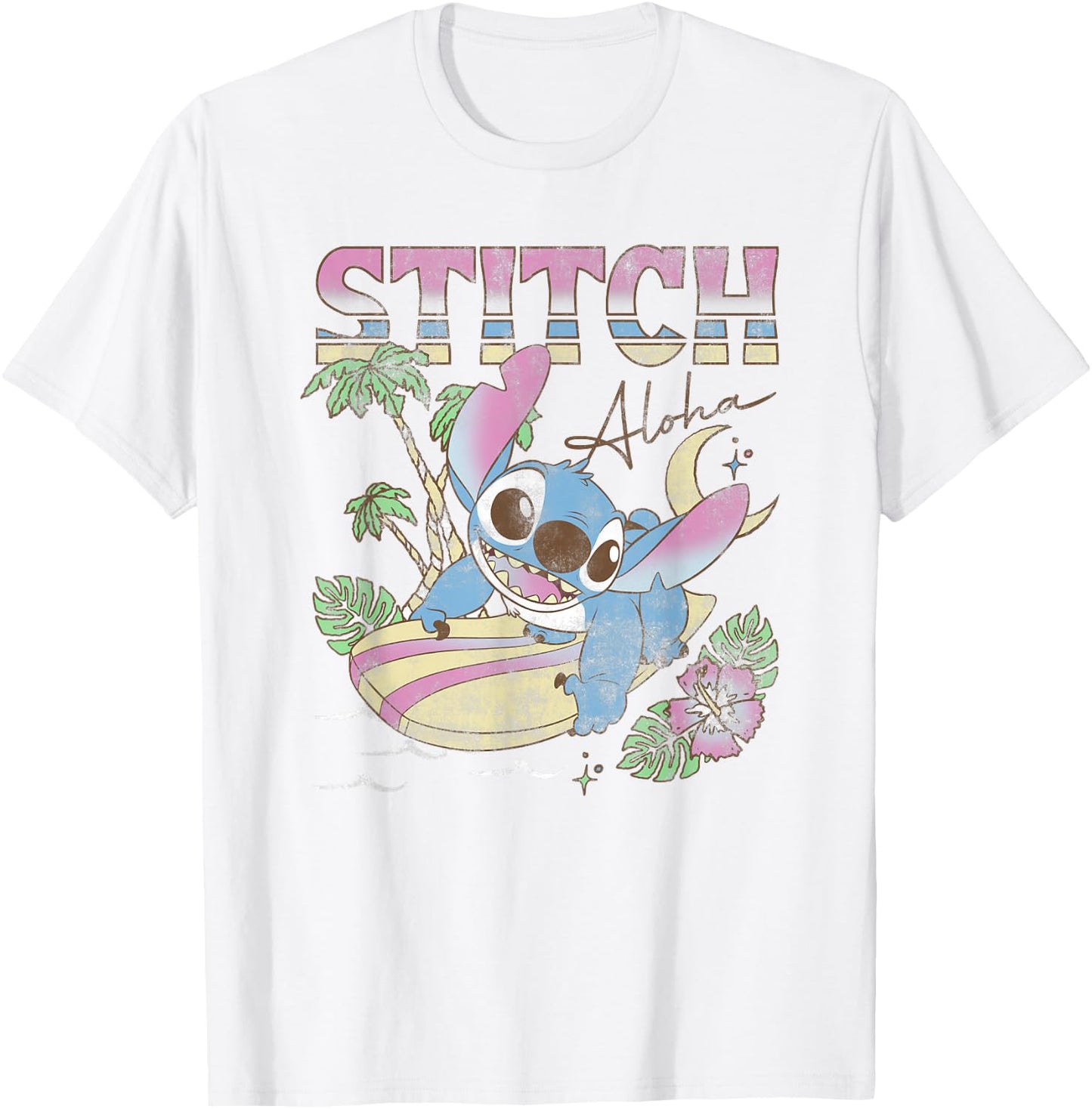 Disney Lilo & Stitch Aloha Tropic Surf Stitch T-Shirt - T-Shirt | White