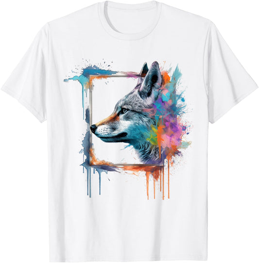 Fox Art Colourful Animal Fox T-Shirt - T-Shirt | White