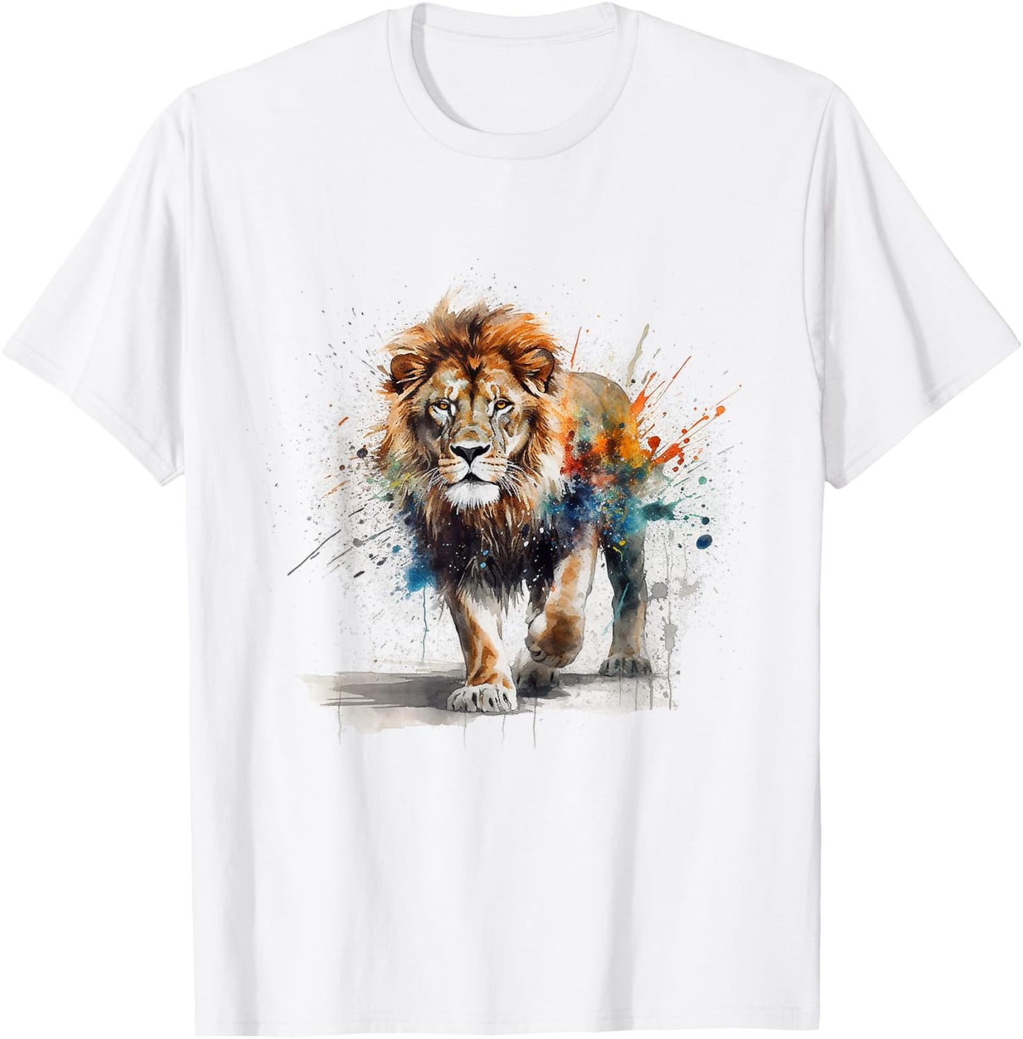 Lion Artwork - Colourful Art Zoo Animal Lion T-Shirt - T-Shirt | White
