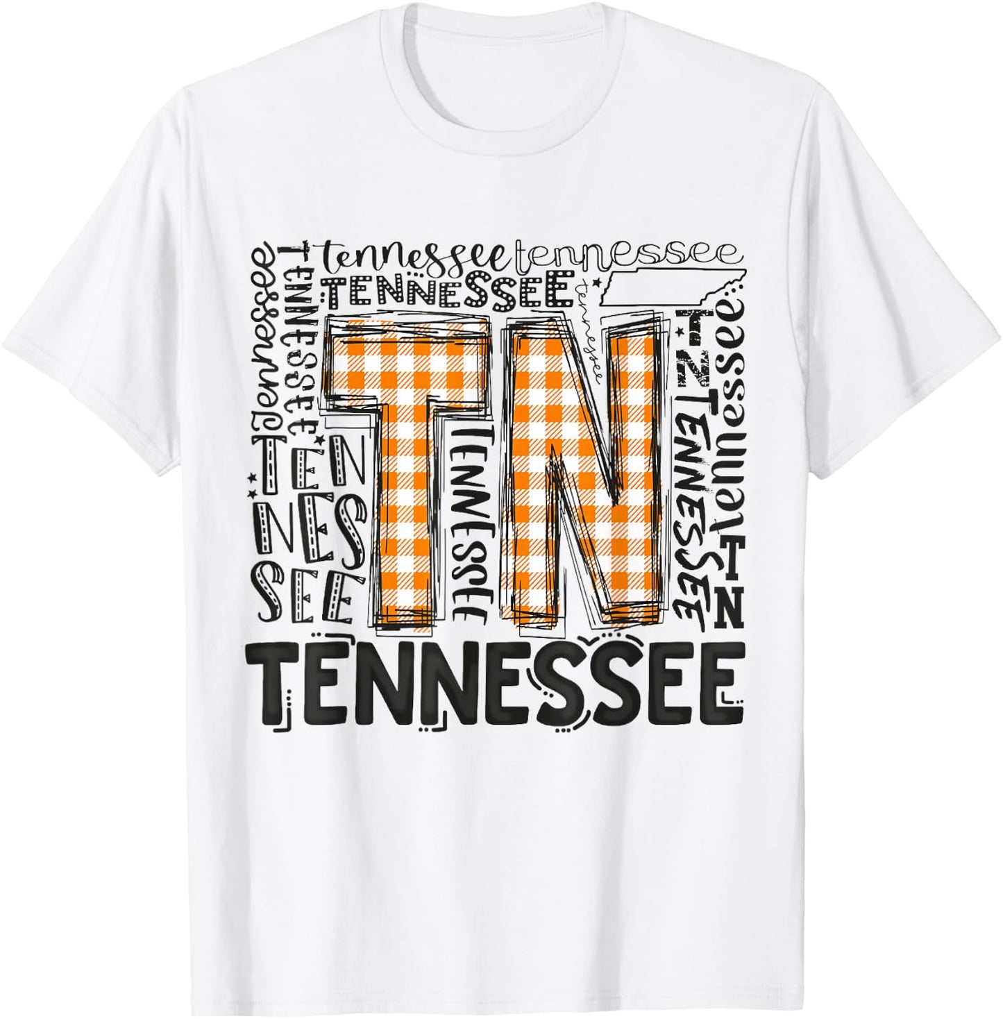 Tennessee State Flag Orange Plaid TN T-Shirt - T-Shirt | White