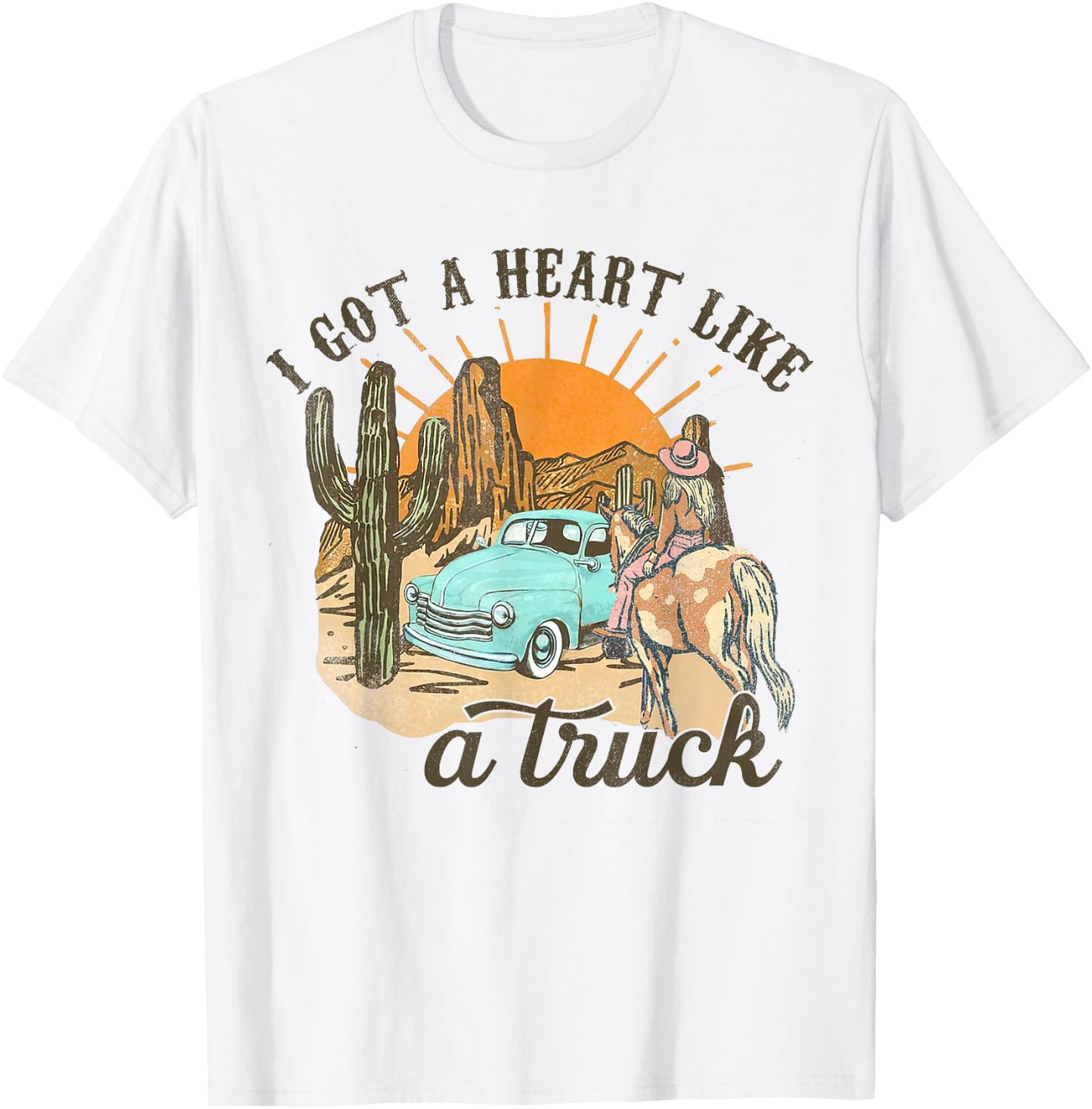 Heart Like A Truck, Howdy Rodeo Western, Southern Cowgirls T-Shirt - T-Shirt | White