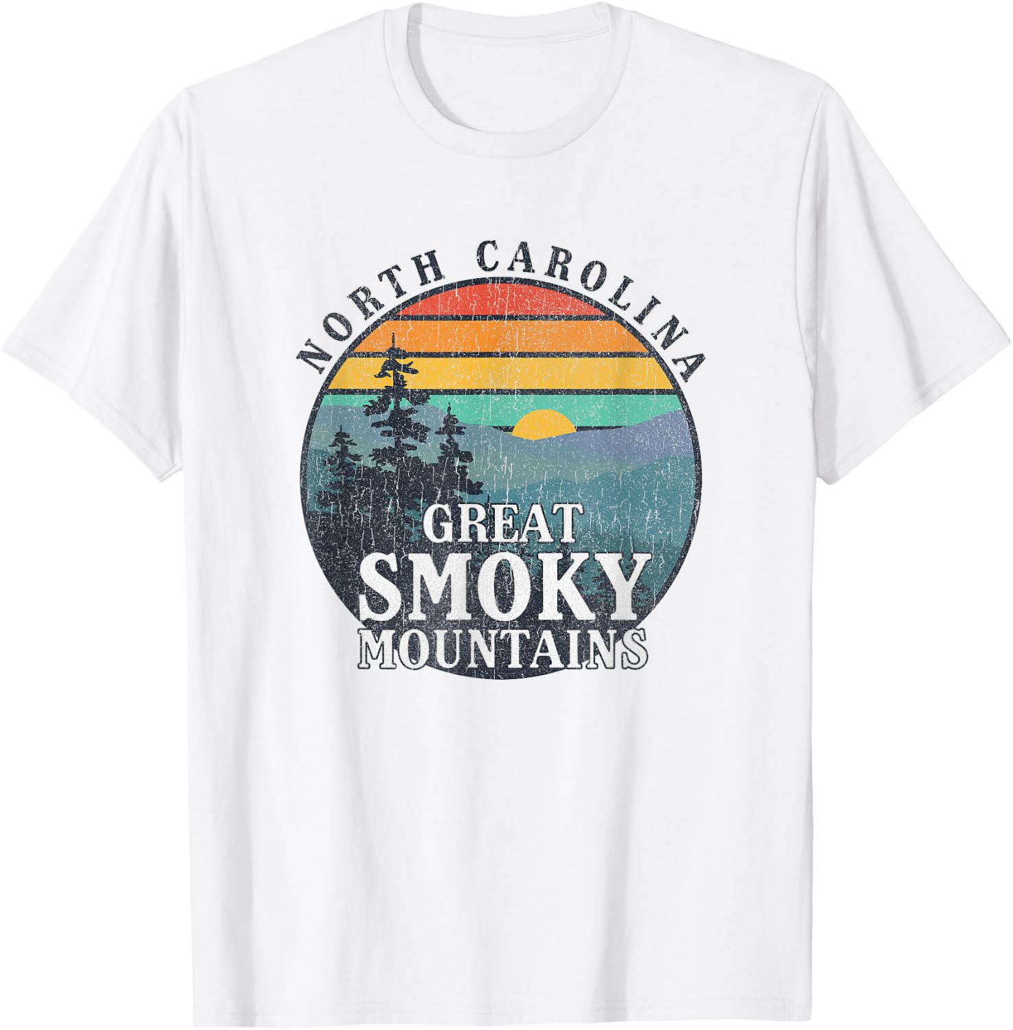 Great Smoky Mountains National Park Retro Sunset T-Shirt - T-Shirt | White