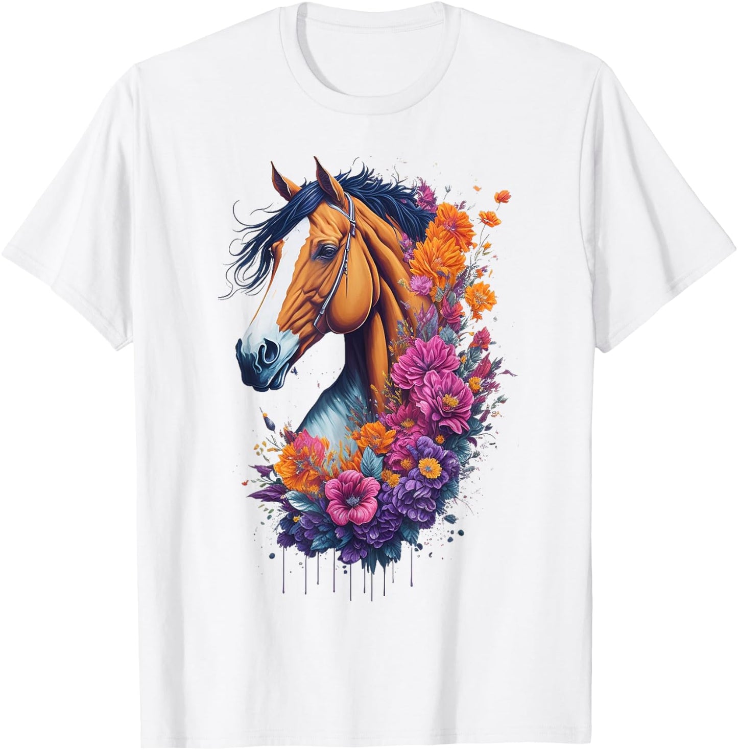 Flower Horse Spring Nature Horse Lovers & Men T-Shirt - T-Shirt | White