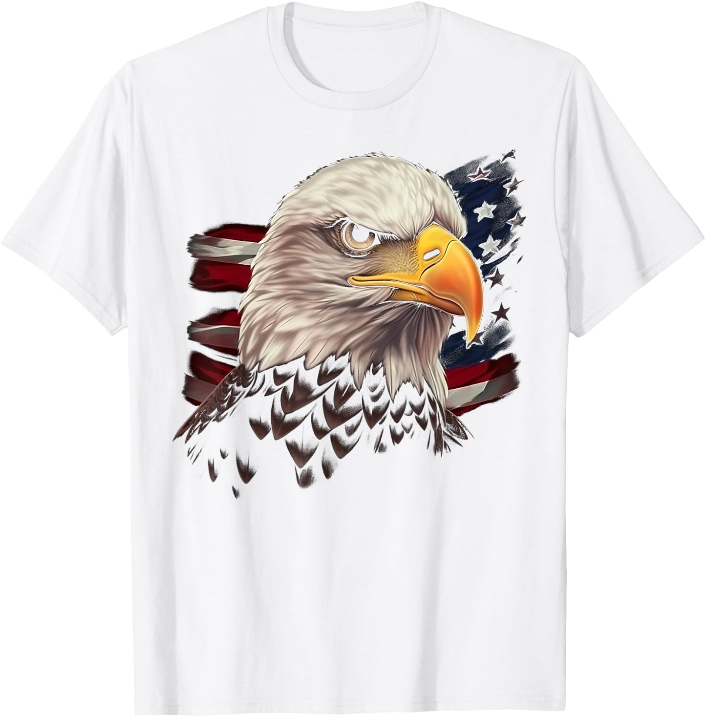 American Flag Eagle Birds USA Patriotic Design T-Shirt - T-Shirt | White