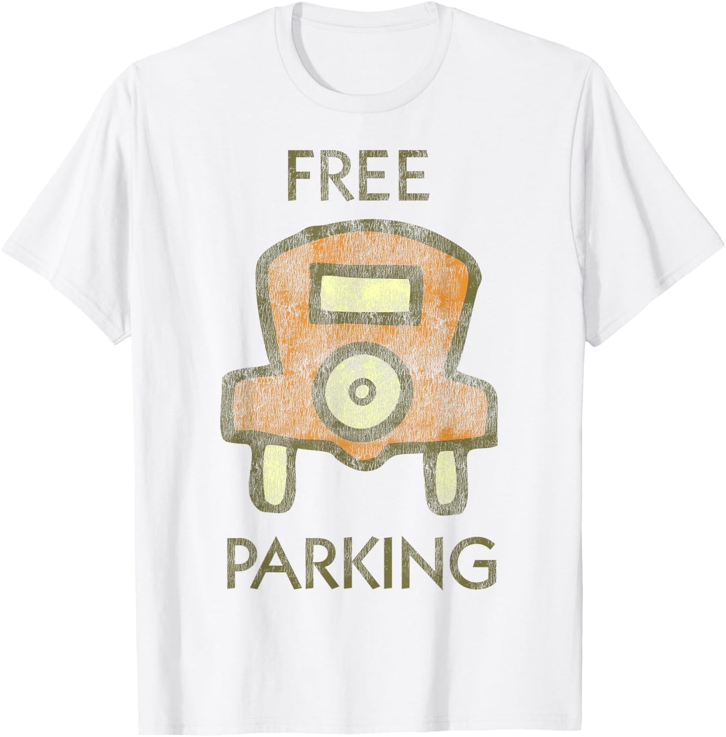 Monopoly Mr. Monopoly Free Parking Distressed Logo T-Shirt - T-Shirt | White