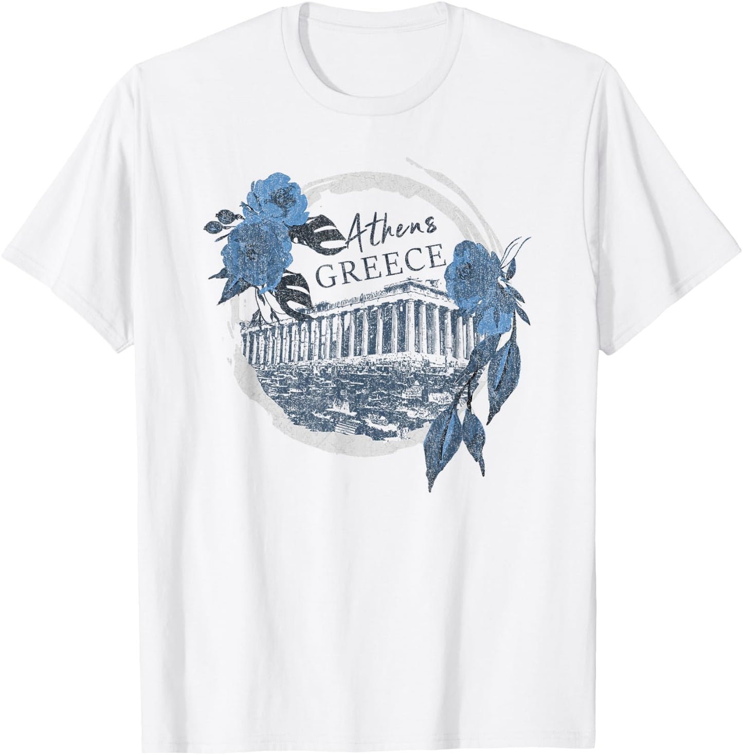 Athens Greece Parthenon Floral T-Shirt - T-Shirt | White