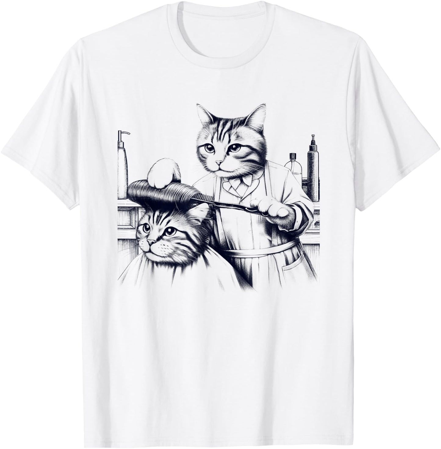 Vintage Retro Hair Stylist Cat Kitten Lover Men Women Kids T-Shirt - T-Shirt | White