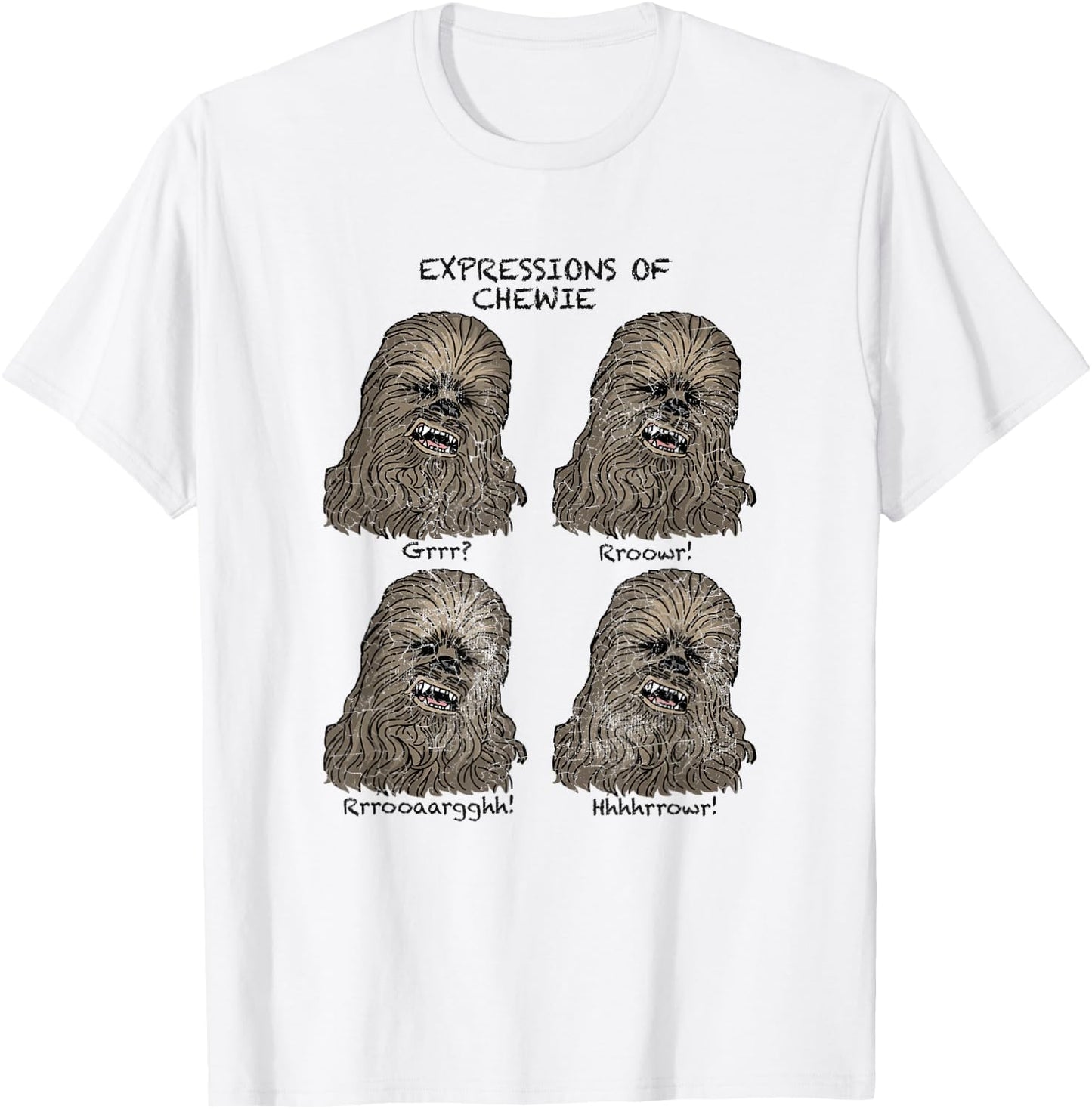 Star Wars Chewbacca Expressions Of Chewie Wookie Faces T-Shirt - T-Shirt | White