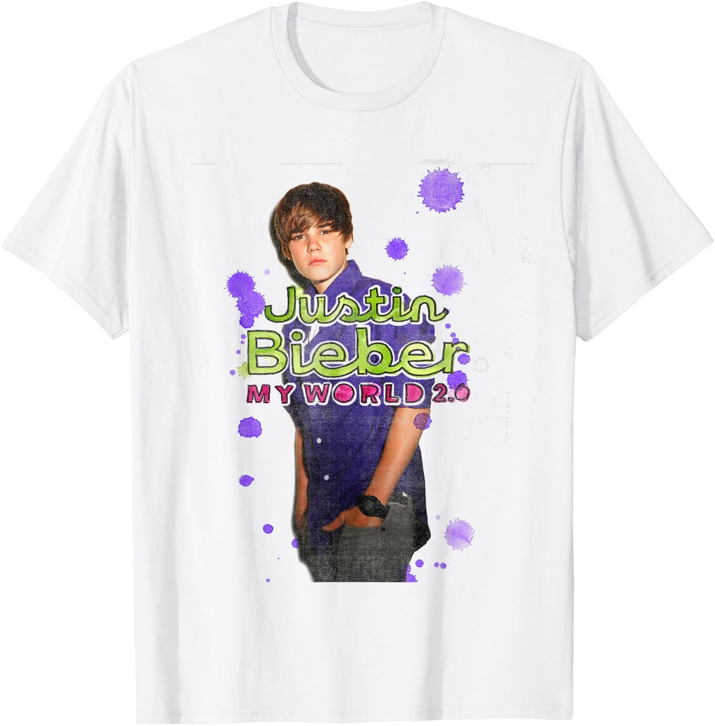 Official Justin Bieber My World 2.0 White T-Shirt - T-Shirt | White