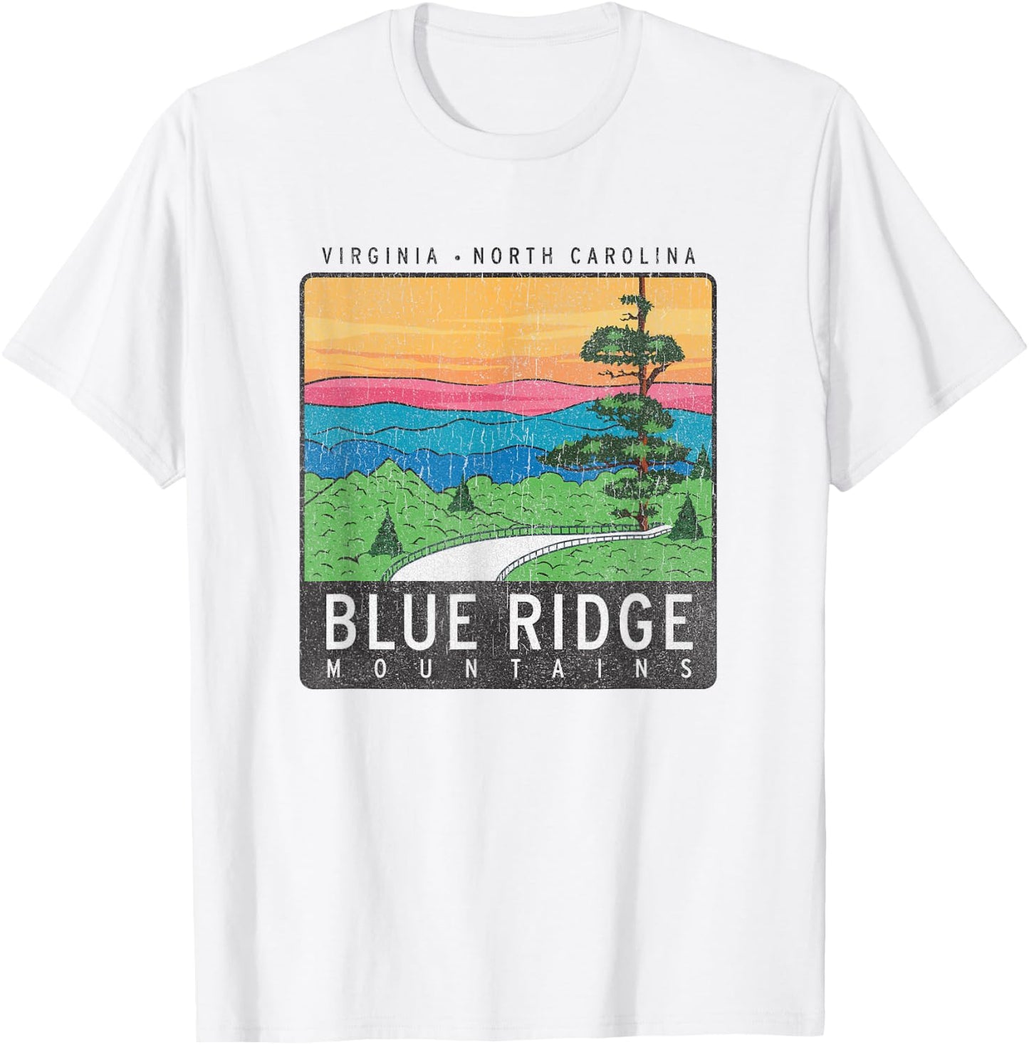 Blue Ridge Mountains National Park Retro T-Shirt - T-Shirt | White