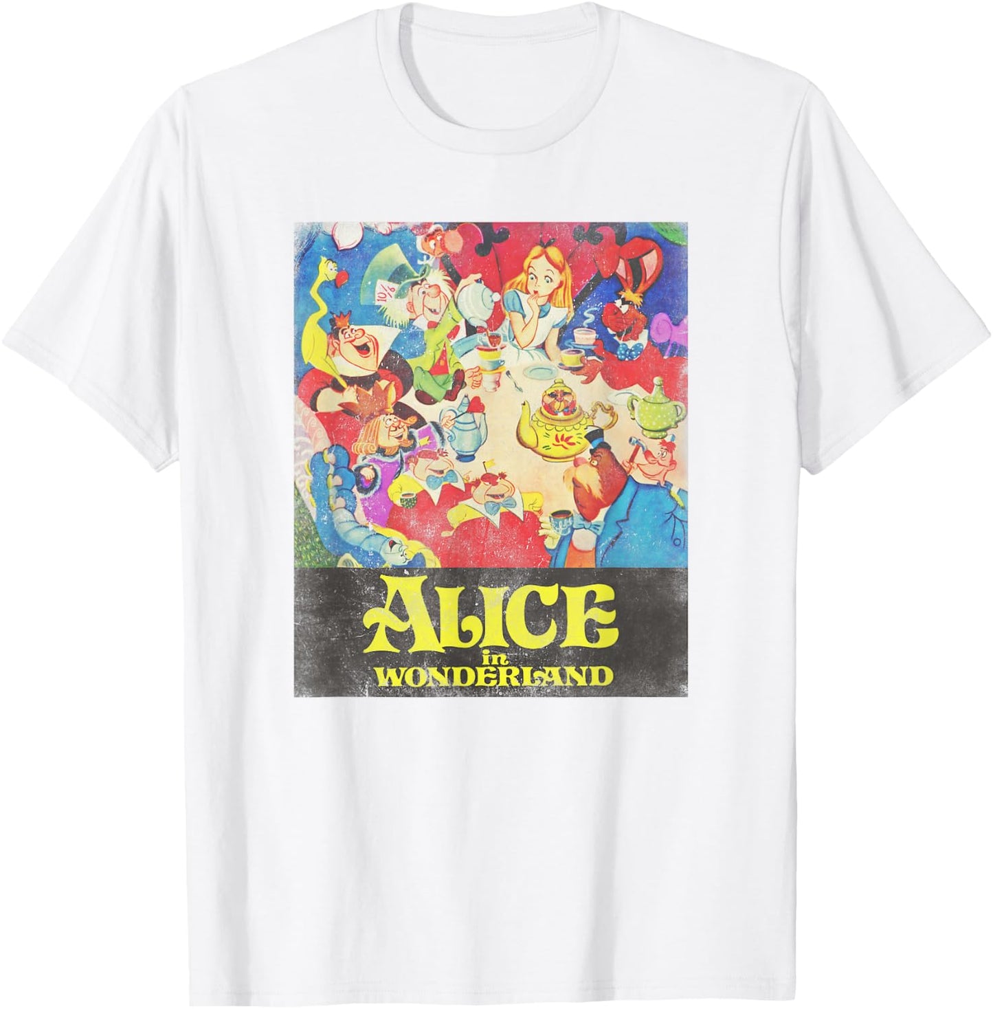 Disney Alice in Wonderland Group Vintage Tea Party T-Shirt - T-Shirt | White