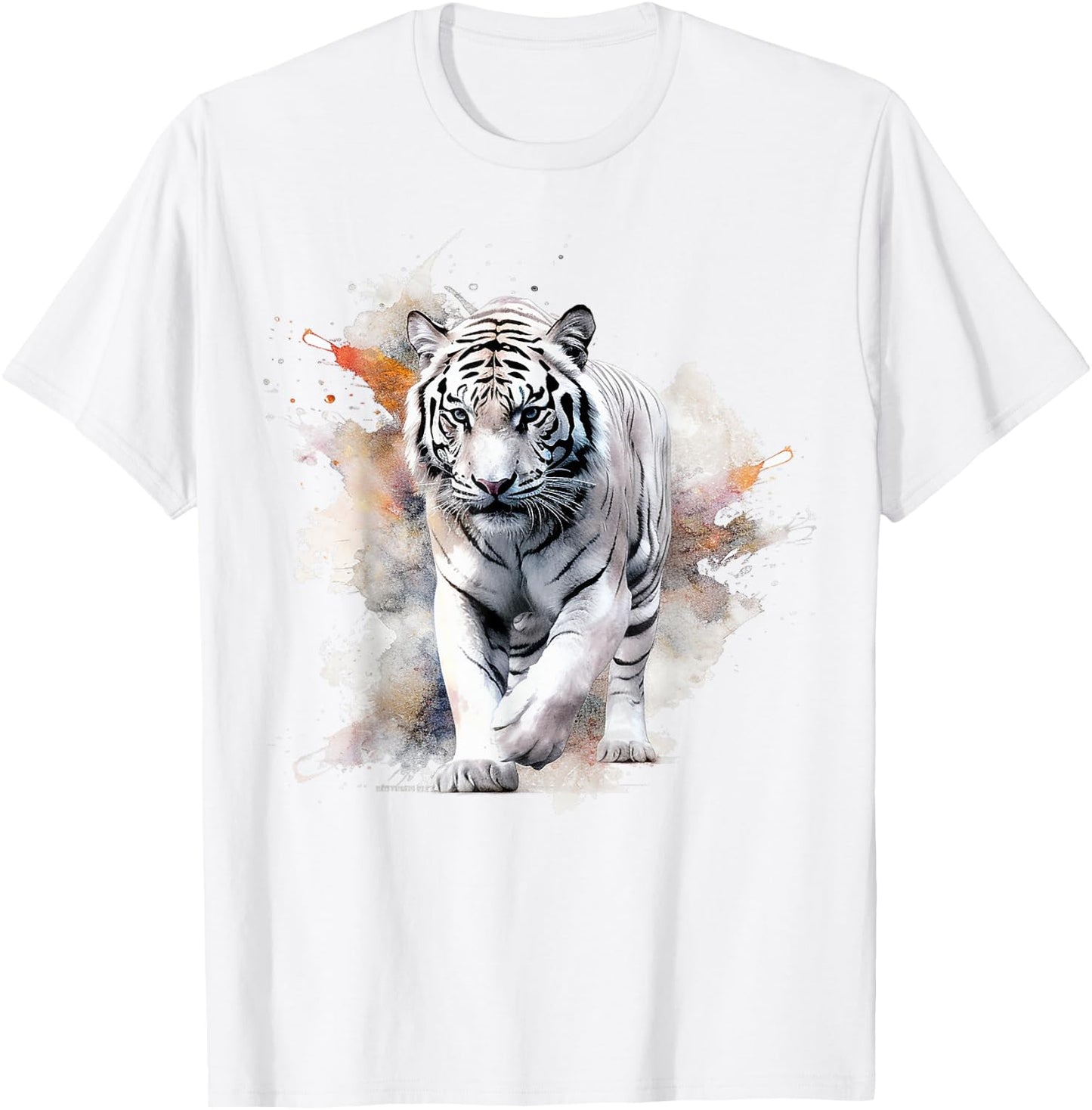 White Tiger Lover Artwork | Animal Motif Tiger T-Shirt - T-Shirt | White