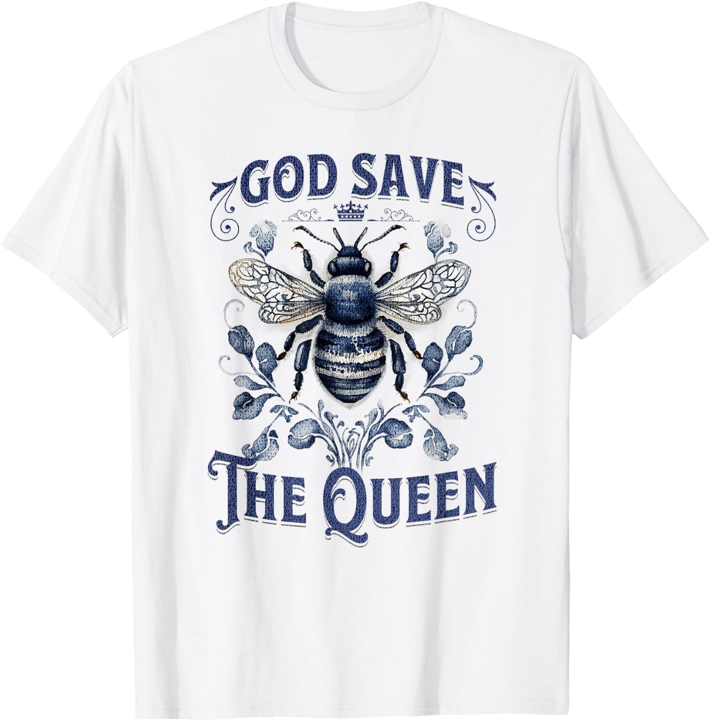 God Save the Queen Native Gardening Bee Graphic T-Shirt - T-Shirt | White