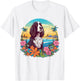 Floral Beach Vacation English Springer Spaniel Dog T-Shirt - T-Shirt | White