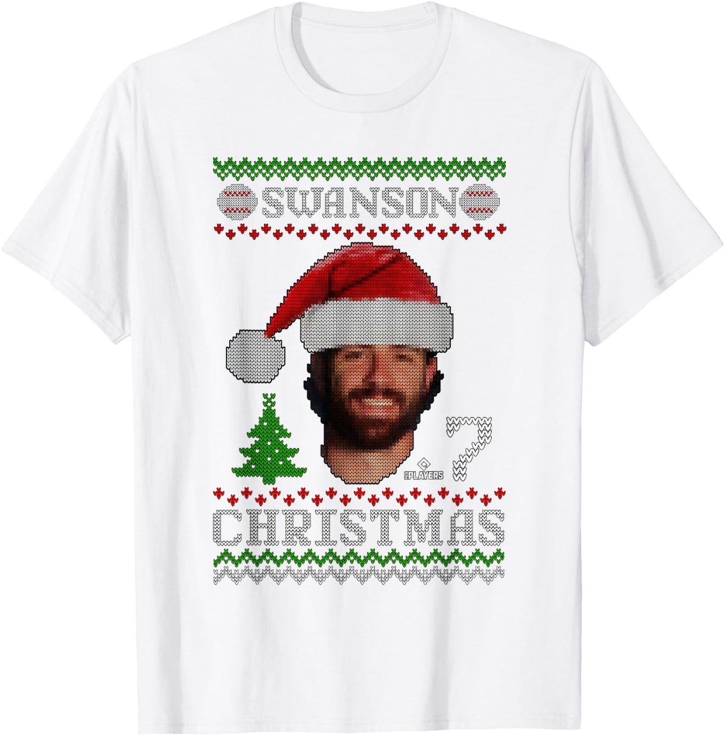 Dansby Swanson Chicago Baseball Christmas Sweater MLBPA T-Shirt - T-Shirt | White