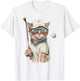 Vintage Retro Cat Playing Golf, Golfer , Kitties Lover T-Shirt - T-Shirt | White