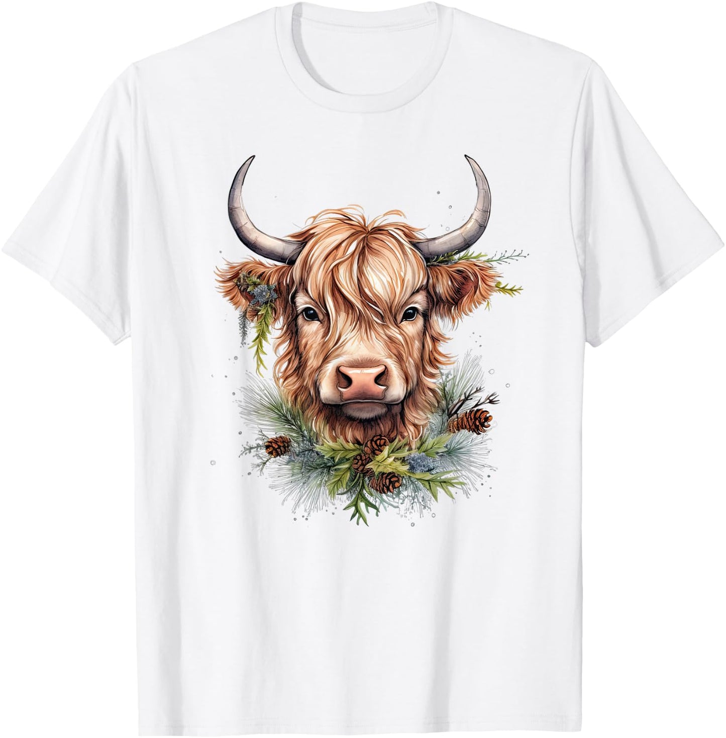 Scottish Highland Cow Cattle Hairy Cow Christmas Woman T-Shirt - T-Shirt | White