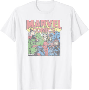 Marvel Avengers Comic Vintage Superheroes Group Shot T-Shirt - T-Shirt | White