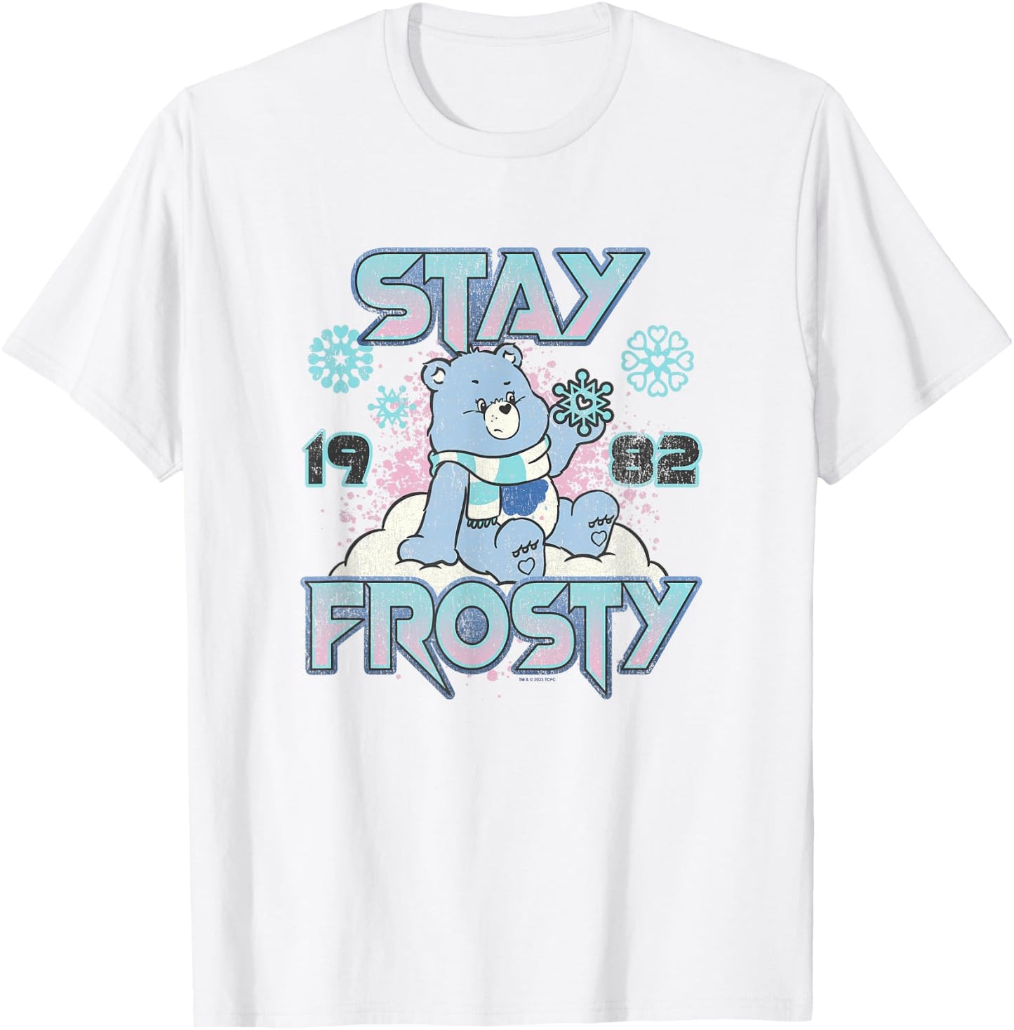 Care Bears Christmas Stay Frosty Feeling The Snow Retro Logo T-Shirt - T-Shirt | White