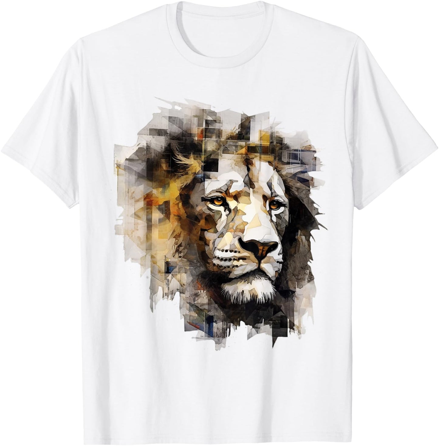 Lion Artwork - Animal Motif Art Lion T-Shirt - T-Shirt | White