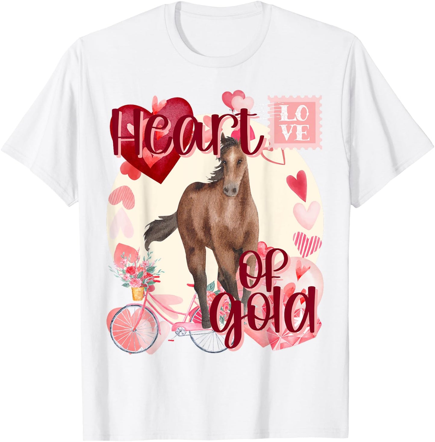 Valentine Horse Simply Watercolor Southern Colors Comfort T-Shirt - T-Shirt | White