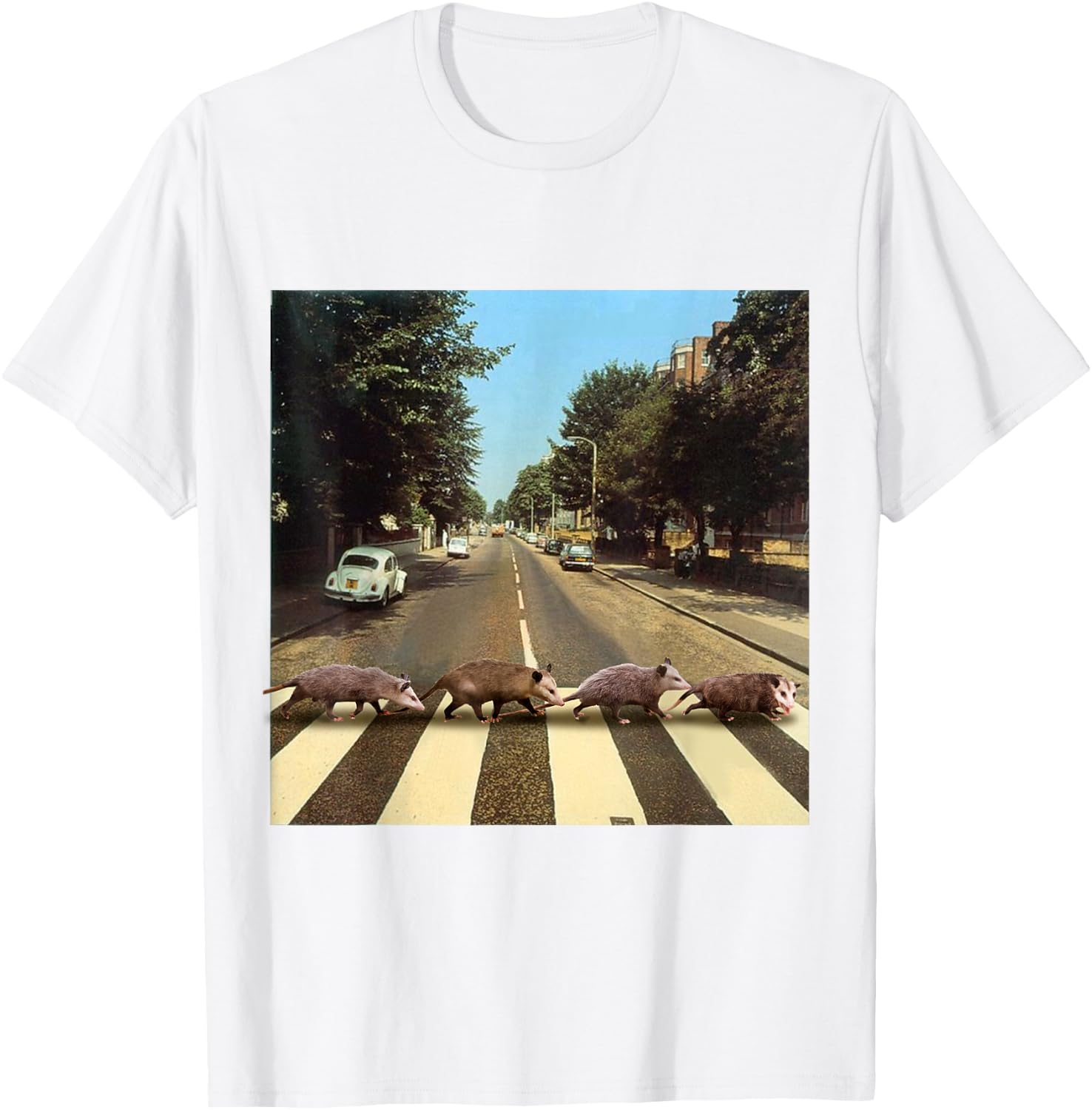 Possums Road Crossing Parody Opposum Lover T-Shirt - T-Shirt | White