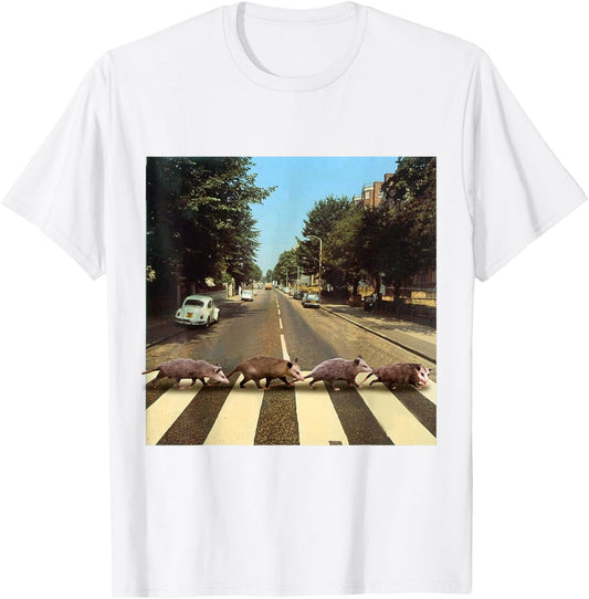 Possums Road Crossing Parody Opposum Lover T-Shirt - T-Shirt | White