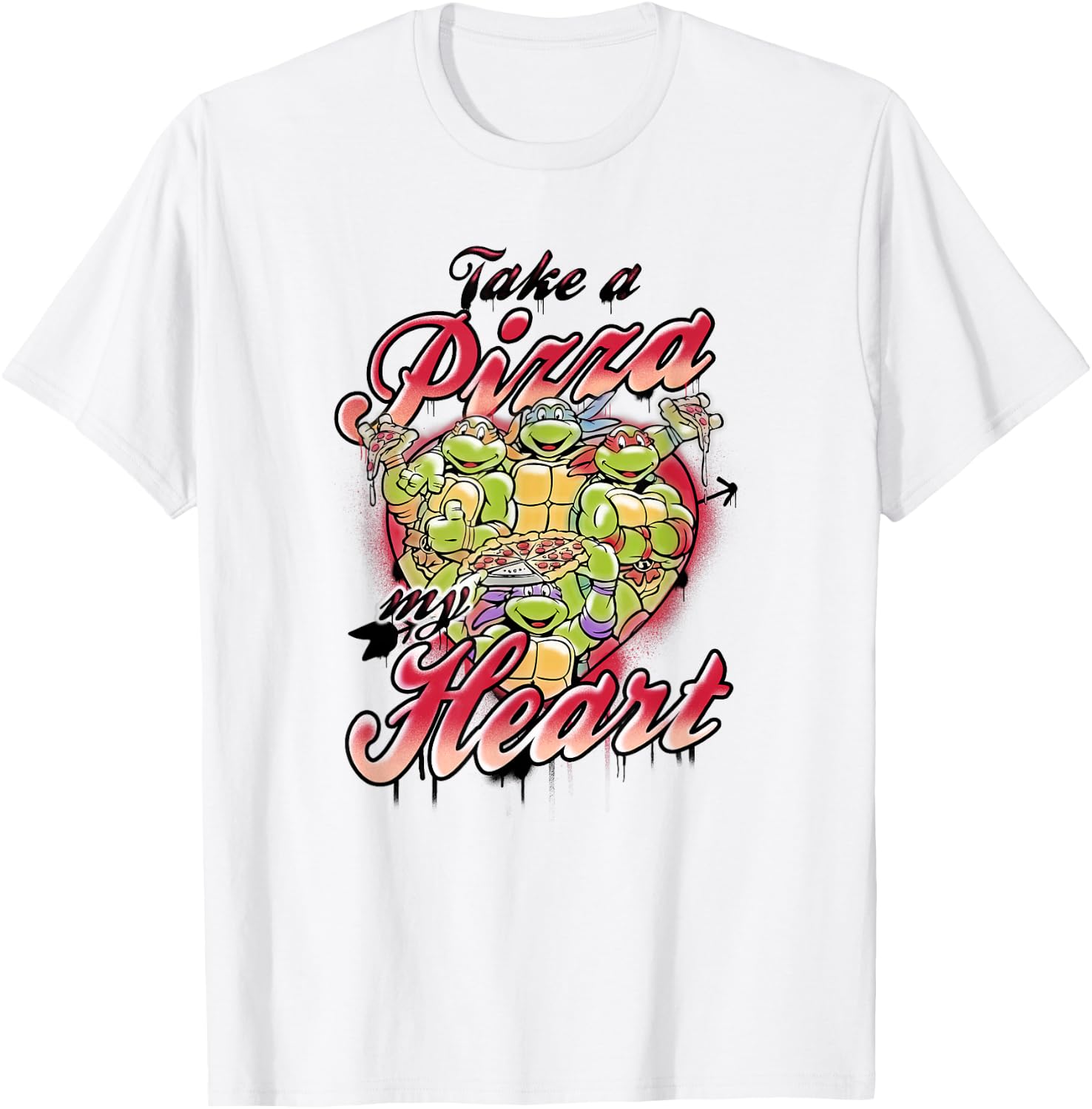Teenage Mutant Ninja Turtles Valentine's Day Pizza Heart T-Shirt - T-Shirt | White