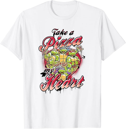 Teenage Mutant Ninja Turtles Valentine's Day Pizza Heart T-Shirt - T-Shirt | White
