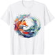 Fox Artwork | Wave Colorful Animal Motif Fox T-Shirt - T-Shirt | White