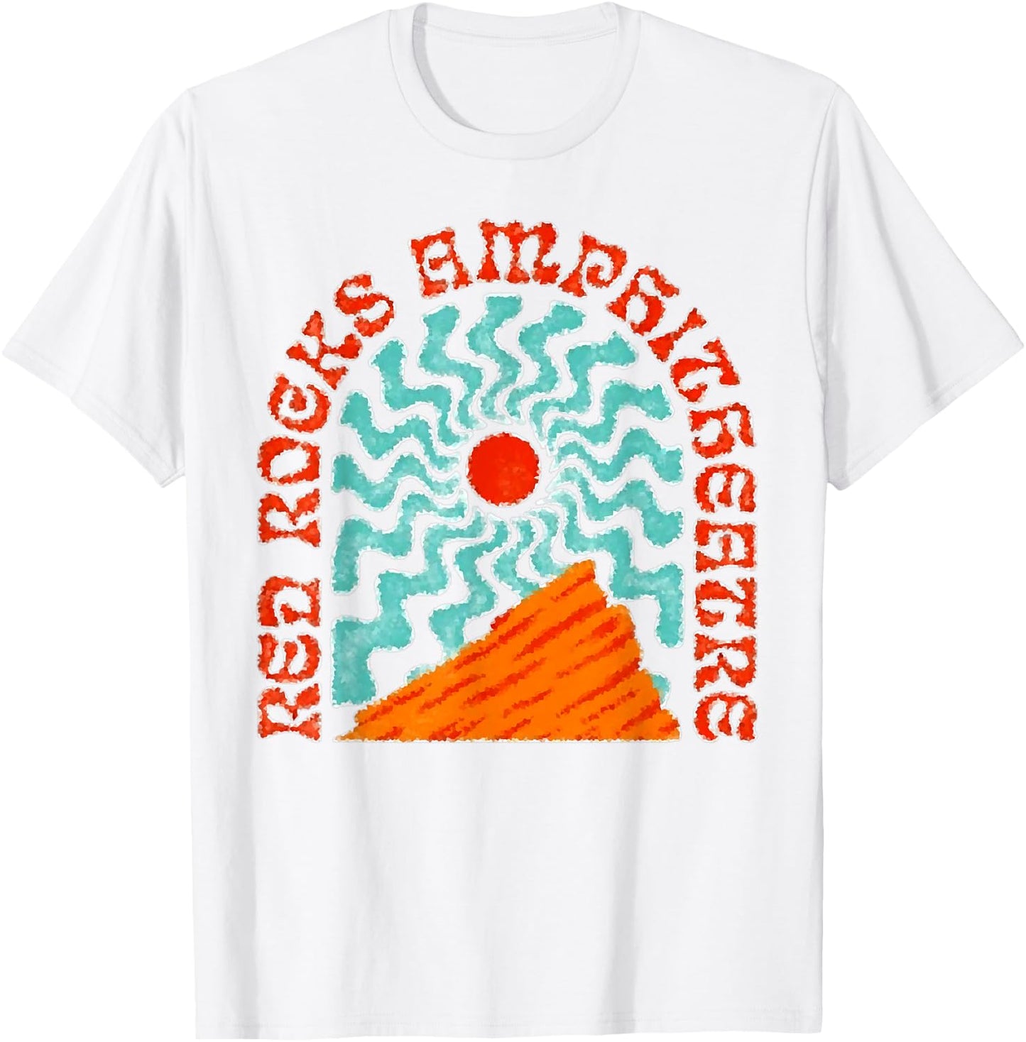 Best Music Venues Red Rocks Amphitheater Colorado Hippie - Adults - Blue - Short Sleeve - Cotton 100% - Small - Crew Collar - Modern - Retro T-Shirt - T-Shirt | White