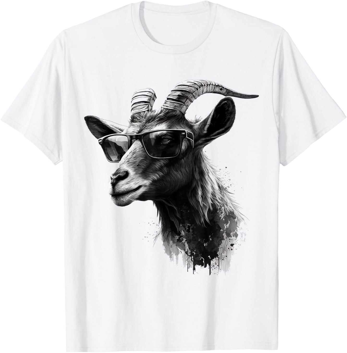 Goat Sunglasses Art Animal Motif Goat T-Shirt - T-Shirt | White